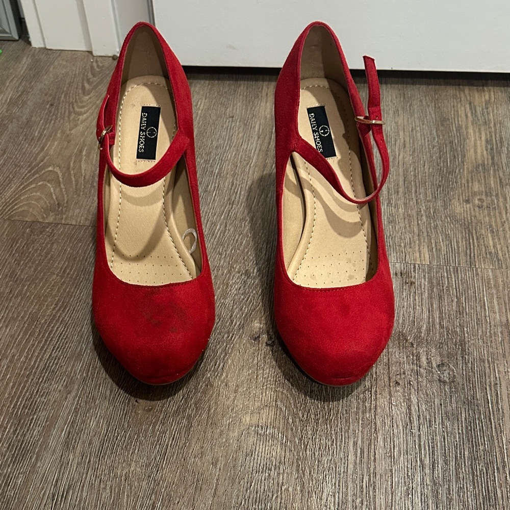 Bamboo Red Mary Jane Heels